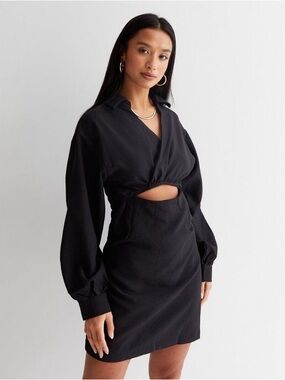 Vero Moda Black Long-Sleeve Cutout Mini Dress
